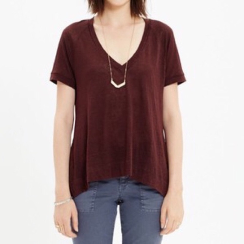 Madewell linen v-neck tee. NWT